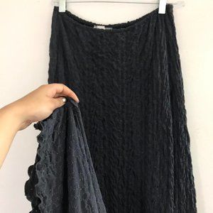 Grey maxi long embroidered ruched stretchy skirt